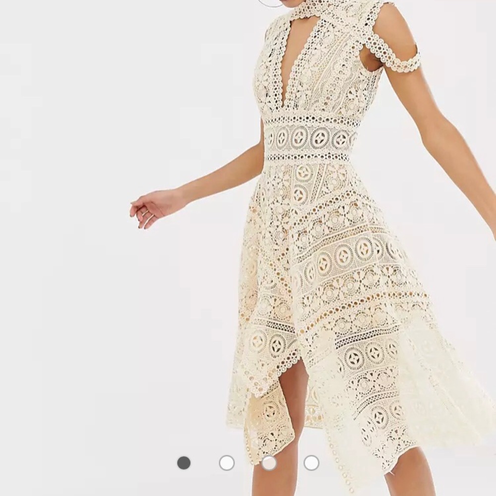 ASOS. US size 6. crochet skater dress. Beige color